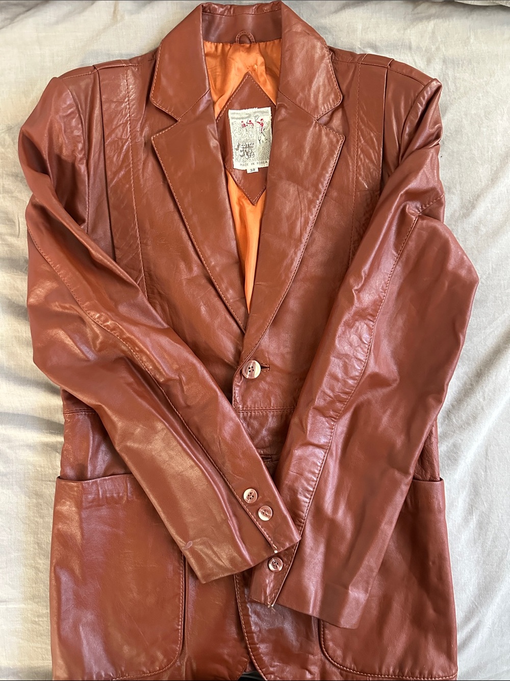 Womens Vintage Leather Scotty Grey Jacket - Rust Brown